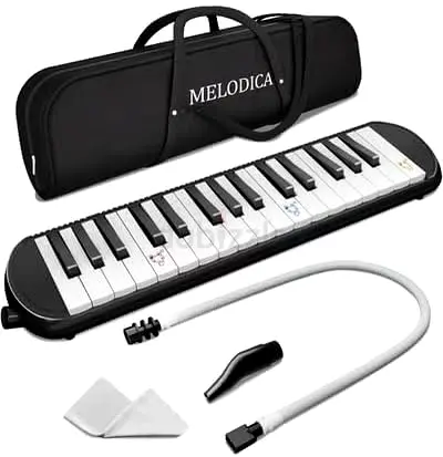 MegArya Portable 32-Key Melodica Air Piano Keyboard – Premium Black with Carry Bag