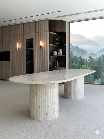 Customized arble Dining Table with modern base