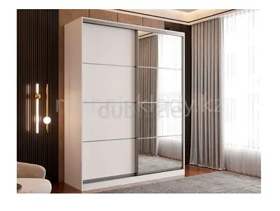 White Sliding Wardrobe with Mirrored Door - Spacious  Clean