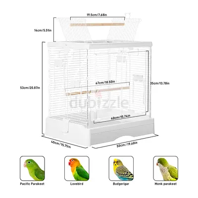 Luxury Acrylic Bird Cage Double Door | Transparent Cage with Accessories | Rust-Proof | For Budgies