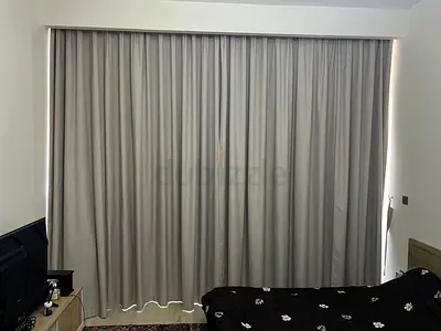 Light grey bedroom curtains (blackout) - good condition