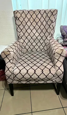 Elegant Patterned Classic Wingback Accent Armchair