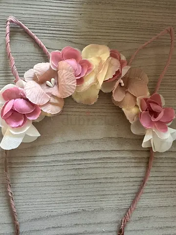 Pink floral baby headband - newborn photo prop