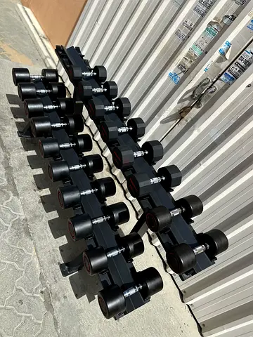 My Rubber Hex Dumbbell Set with 2-Tier Racks — Multiple Weights