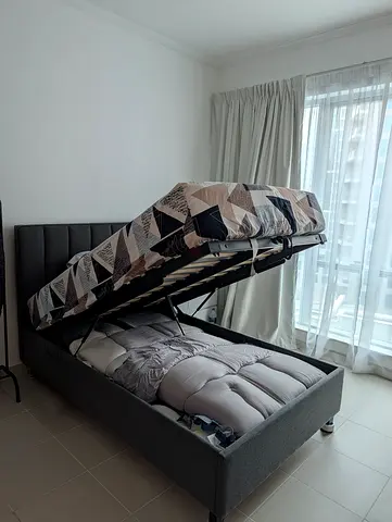Twin Hydraulic Bed with Storage and  Natural Latex Twin Foam and Pocket Spring