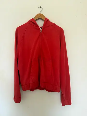 Red zip-up bomber jacket Zara