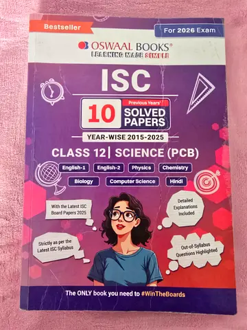 ISC CLASS 12 SOLVED PREVIOUS YEAR QUESTION SCIENCE (PCB) 2026 EDITION OFFER