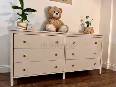 White 6-Drawer Dresser (Double Chest) - Good Condition