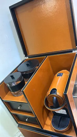 Elegant Brown Coffee Station Storage Unit machine