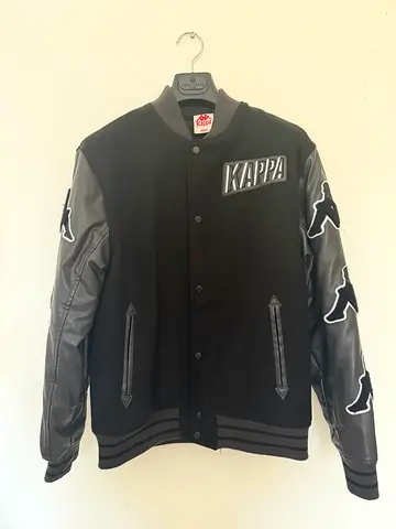 Kappa black varsity jacket (leather-look sleeves)