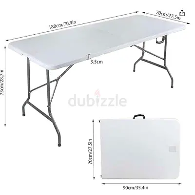 My Portable Folding Table 180x70cm — White