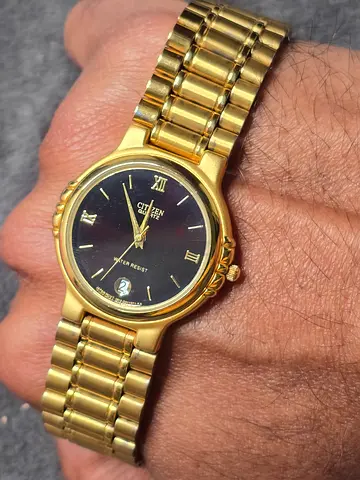 Citizen Gold-Tone Quartz Classic Watch - Black Dial with Date
