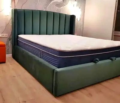 New Elegant Green Upholstered Queen Bed with Manual Storage - Cash on Delivery