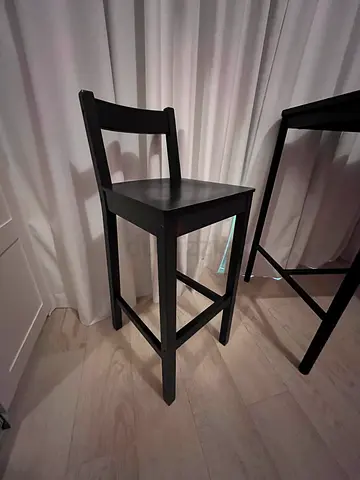 2 X IKEA NORDVIKEN black bar stools with backrest — 75 cm