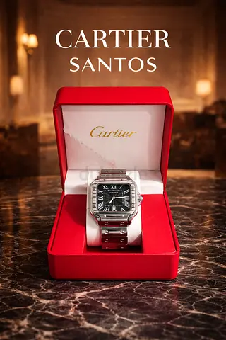 Cartier Santos Stainless Steel Mens Watch - Box Included