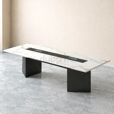 Premium Marble-Finish Conference Table with Cable Management | 8-10 Seater | Dubai