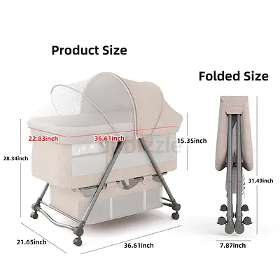 Foldable Portable Baby Bassinet/Cradle with Canopy and Wheels