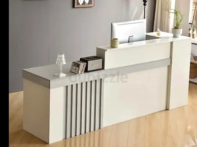 Elegant Slatted Reception Desk