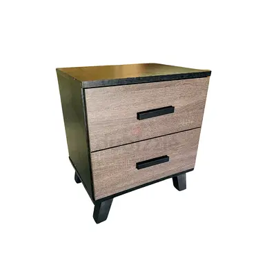 Barsha Grey 2-Drawer Side Table – Modern Bedside Cabinet (520 × 450 × 360 mm)