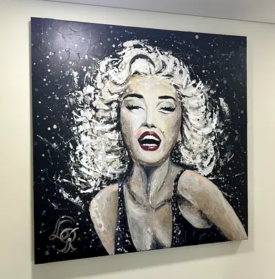 Large Textured Black  White Portrait Painting on Canvas 122*122cm