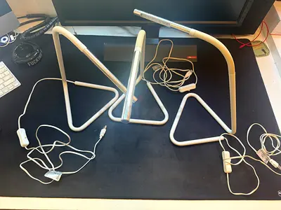 Set of 3 Minimal LED Desk Lamps (White) – Like New