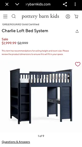 Charlie Loft bed Pottery Barn