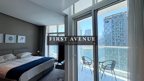 Exclusive Furnished Studio with Two Balconies & Full Canal Views - Payment in 1 Cheque