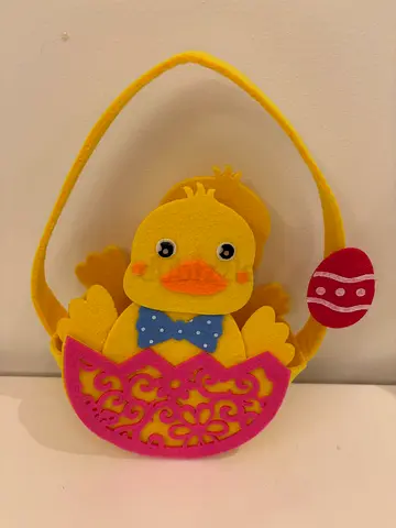 Felt Easter Basket - Yellow and Pink Chick BRAND NEW