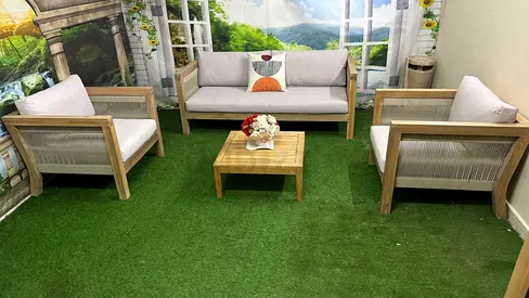 Seychelles 4 Seater Acacia Wooden Outdoor Sofa W/Cushion Outdoor solid wooden 4 seater2+1+1+ table