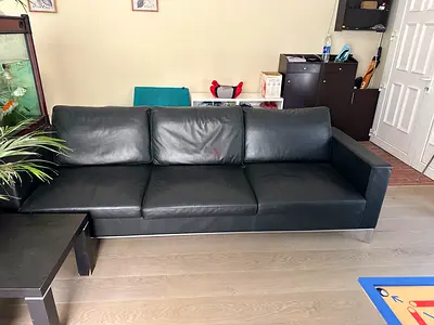 Real leather 3-seater sofa, made in UK