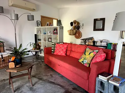 Rustic orange 3 seater sofa bed