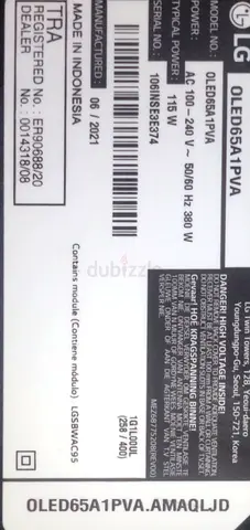 My LG OLED65A1 65-inch OLED TV (Model OLED65A1PVA) - Working