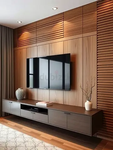 My modern floating TV entertainment unit — walnut finish