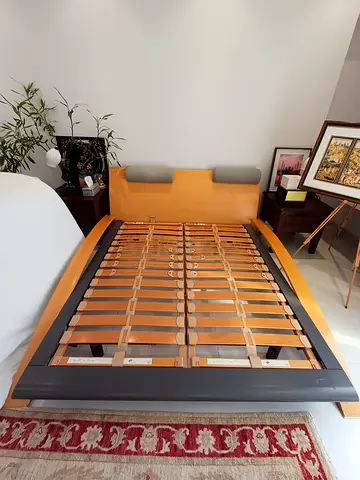 Stylish Wooden Bed Base with Slats