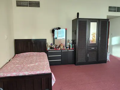 bedroom set — wardrobe, dresser and bed (used, good condition)
