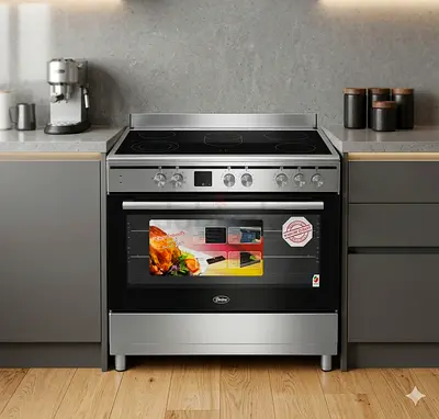TERIM latest model full electric ceramic 5 hobs cooking range oven fan stove 90x60  BY BNM