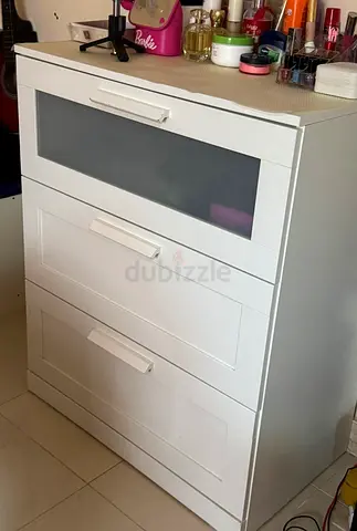 Bed included with mattress + chest of drawers and a bedside table