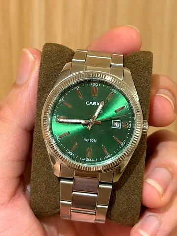 Casio Green Sunburst Analog Watch