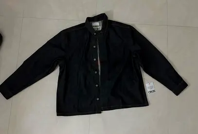 ASOS indigo denim button-up heavyweight jacket — never worn before — with tags, size L