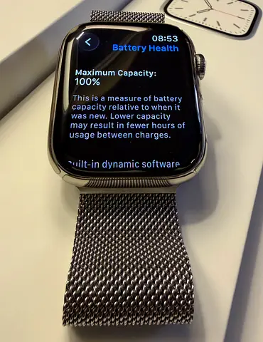 Apple Watch Silver Stainless Steel Case 45MM series 7. (GPS + Cellular )