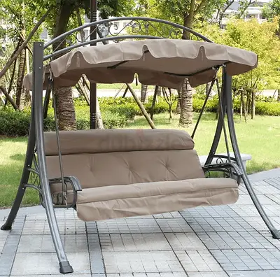 Delicate Outdoor Aluminum 3-Seater Swing With Comfortable Cushion for Garden Balcony Terrace