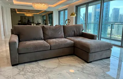 Crate Barral axis feather filled sectional sofa