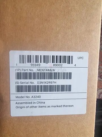 Boxed unit labeled Model A3240 – sealed box with part/serial labels