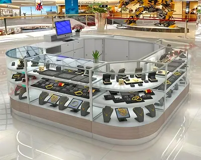 Elegant Curved Jewelry Mall Kiosk
