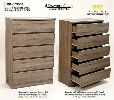 My 5-Drawer Sonoma Oak Chest (Dresser) - Good Condition