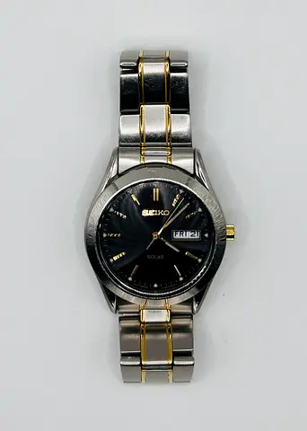 Seiko Mens Two-Tone Solar black Dial Watch