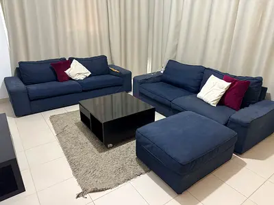 Sofa (2+2), large table, 2 side table and a rug