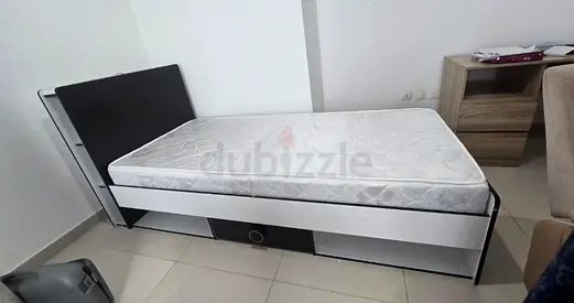 Single Bed Frame with Mattress and Under-Bed Storage