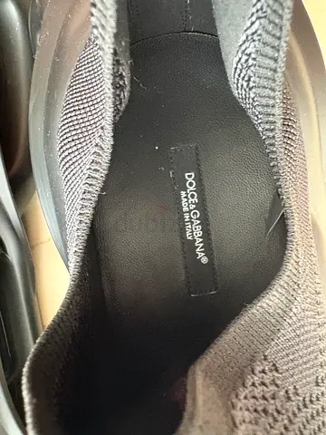 Dolce  Gabbana mens black knit slip-on sneakers - Made in Italy