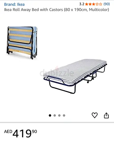 Ikea roll-away folding guest bed with mattress (single)